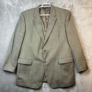 Jos A Banks Mens Blazer Size 48L 100% Wool Checkered Brown Sport Coat Jacket